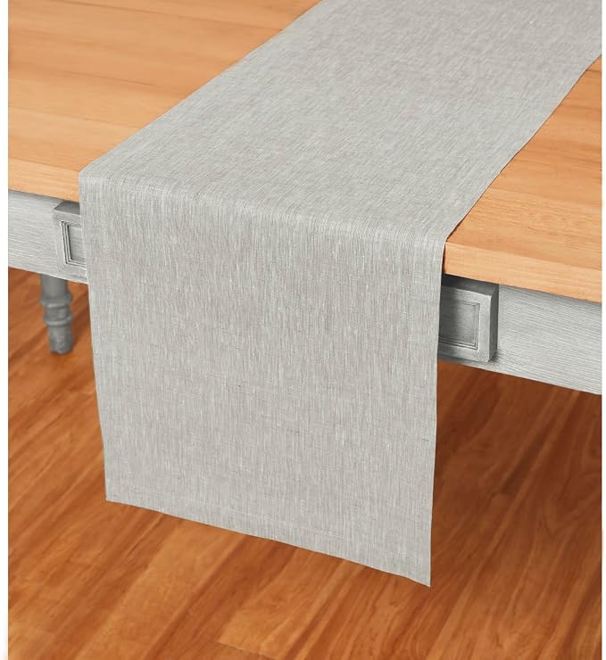 Solino Home Linen Oyster Grey Table Runner 108 Inches Long by SolinoHome