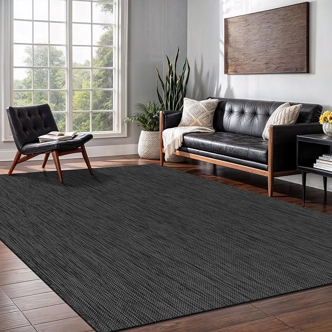 Washable Indoor Outdoor Rug 5x7 Weather Resistant Area Rugs Modern Solid - Image 2