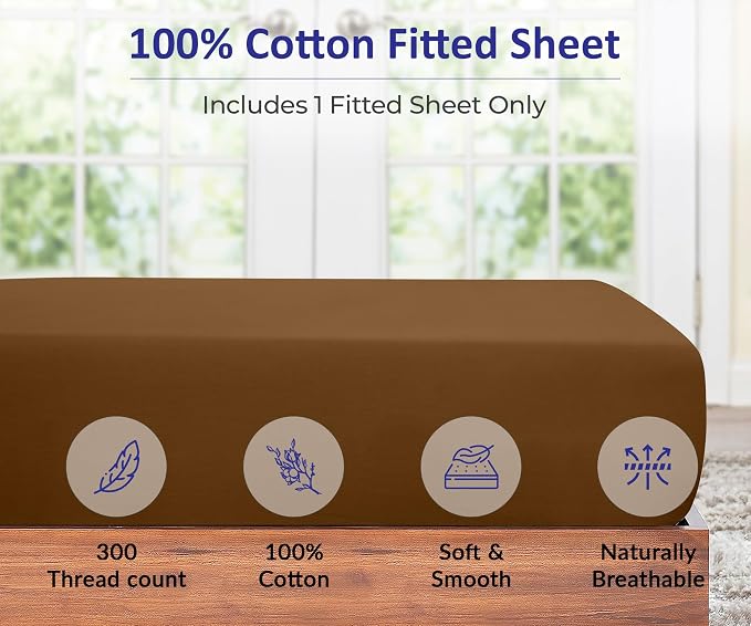 ROYALE LINENS 300 Thread Count 100% Long Staple Combed Cotton Fitted Sheet - Image 4