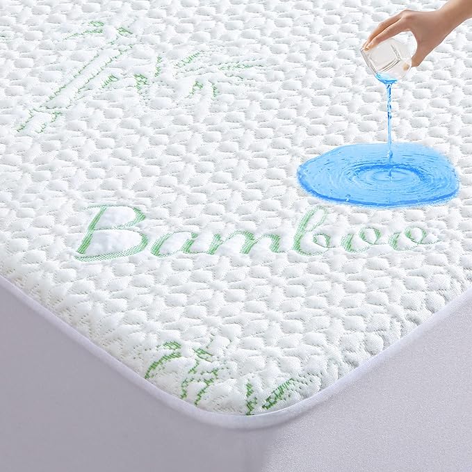 GOONIK King Mattress Protector, Breathable Bamboo Viscose Waterproof King Size by GOONIK