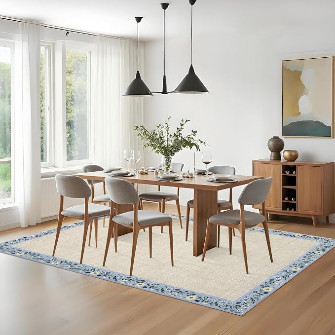 GarveeHome Washable Rugs for Living ROM 8 x 10 Large Area Rug Farmhouse Floral - Image 2