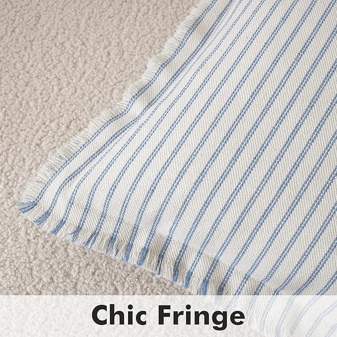 MIULEE Pack of 2 Light Blue Pillow Covers 20x20 Inch Striped Farmhouse Couch - Image 2