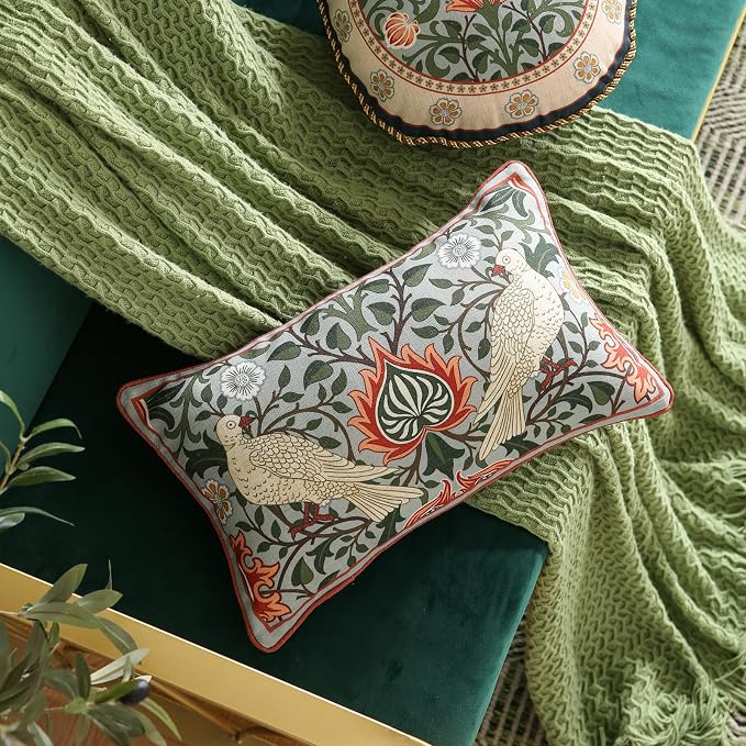 ISAENNE Designer William Morris Rectangular Throw Pillow Covers 12x20 Pack of 2 - Image 2