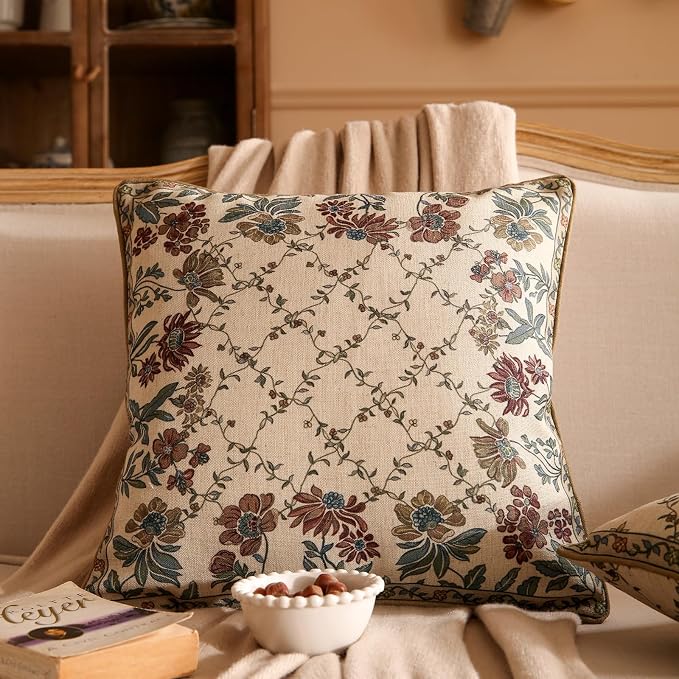 patdrea Designer Throw Pillow Covers Set of 2, Square Euro Retro Style Light - Image 2