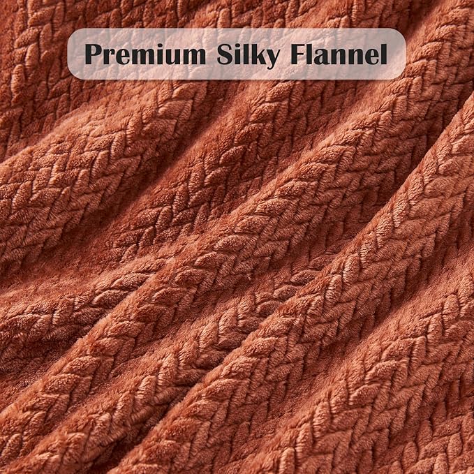 NEWCOSPLAY Super Soft Twin Blanket Coffee Premium Silky Flannel Fleece Leaves - Image 5