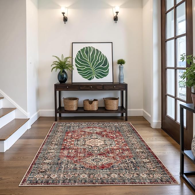 Lahome Oriental Washable Rugs for Bedroom, 4X6 Soft Living Room Rug Ultra-Thin - Image 5
