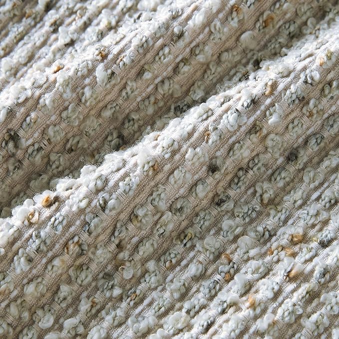 Decorative Couch Throw Pillow Covers 16x16 Cream Gray Striped Soft Wool Pillow - Image 3
