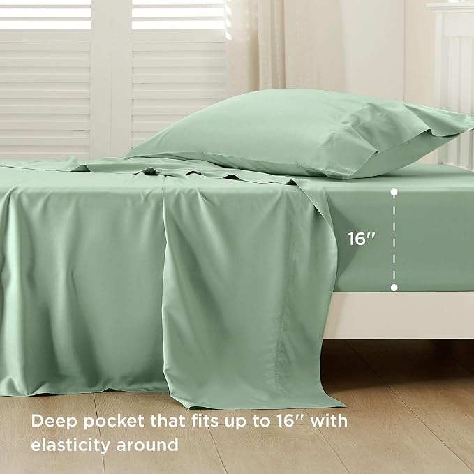 Bedsure Cooling Sheets Twin, Rayon Derived from Bamboo, Breathable & Soft Twin - Image 3