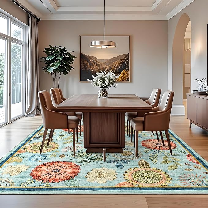 GarveeHome 9x12 Floral Washable Area Rug: Large Living Room Area Rug - Image 2