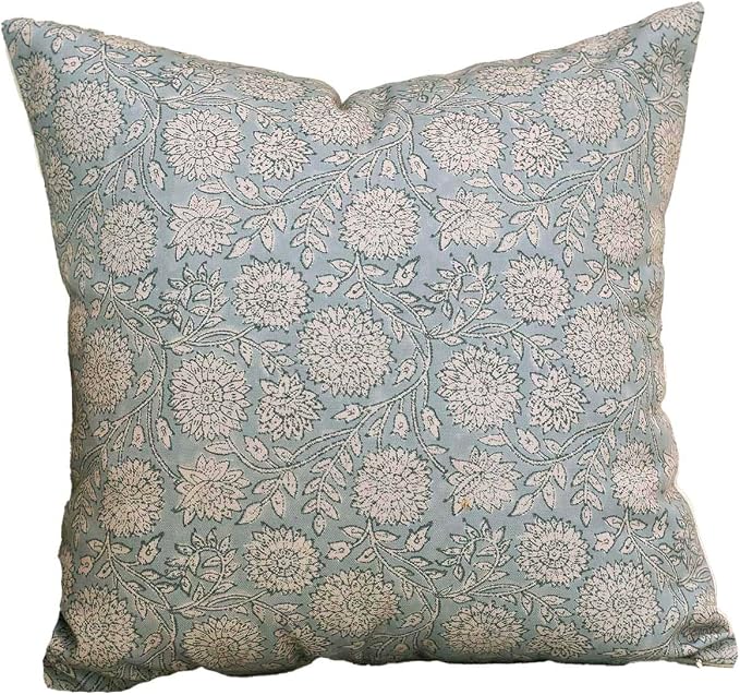 Amor Virisso Floral Throw Pillow Covers 18x18 Block Print Pillow Covers Vintage - Image 8