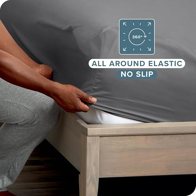 Bare Home 2-Pack Fitted Bottom Sheets Split King - Image 3