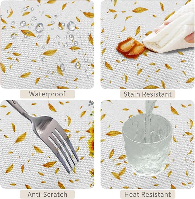 52x70in Sunflower Yellow Floral Tablecloth - Image 4