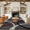 Rugshop Modern Wavy Circles Design Non-Shedding Area Rug, Carpet by Rugshop