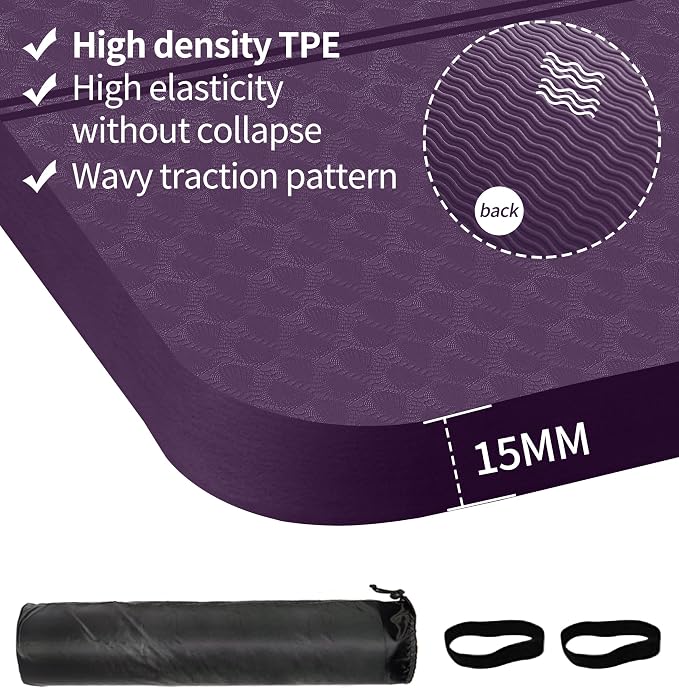 nuveti Large Exercise Mat - 15mm/20mm/30mm Thick Yoga Mat | Workout Mat - Image 2