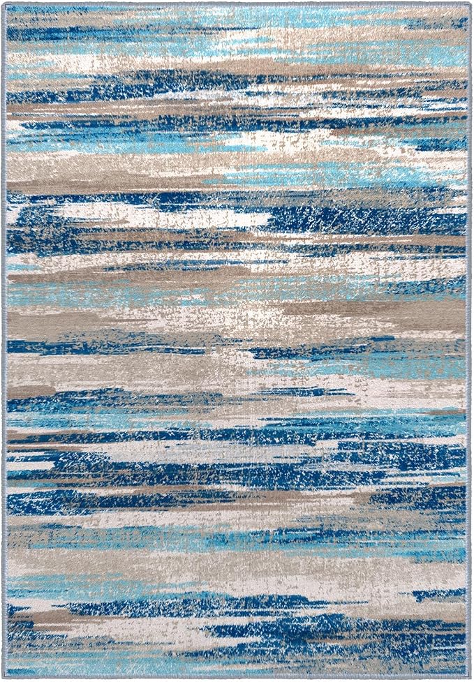 Modern Abstract 8x10 Large Machine Washable Living Room Rug Non-Slip Soft - Image 9