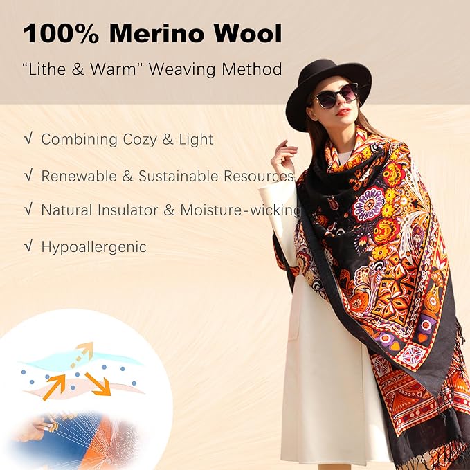 DANA XU 100% Merino Wool Pashmina Shawl - Image 4