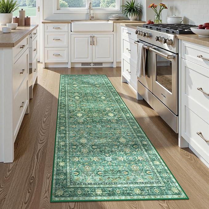 Collive Washable Hallway Runner Rugs, Vintage Boho Soft Bedroom Carpet Runner by Collive