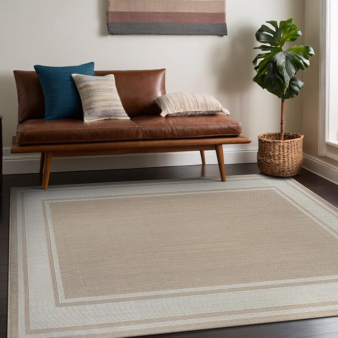 Beverly Rug Outdoor Rug 6x9 Modern Bordered Area Rugs - Image 10