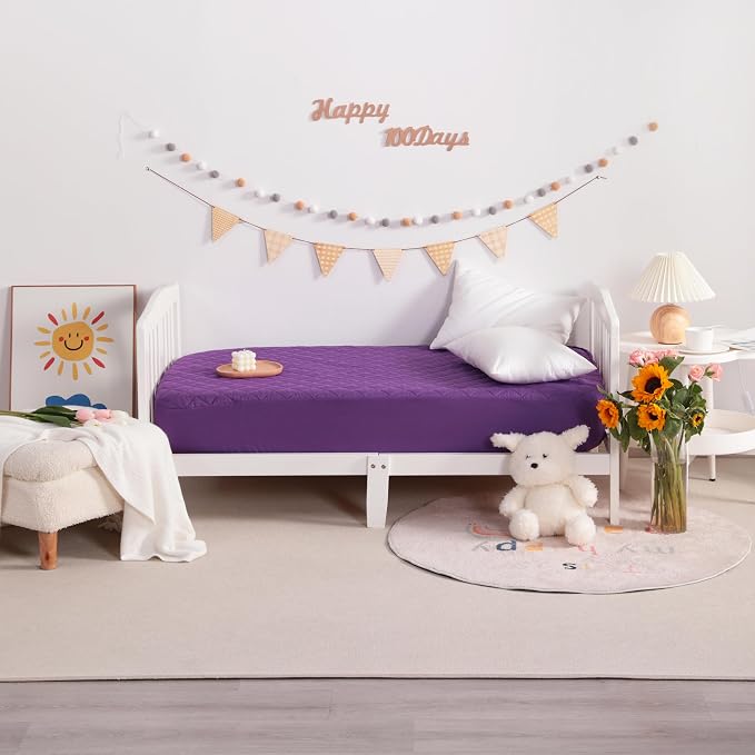 NTBAY 2 Pack Waterproof Crib Mattress Protector, Quilted 28"x52" Toddler Fitted - Image 5