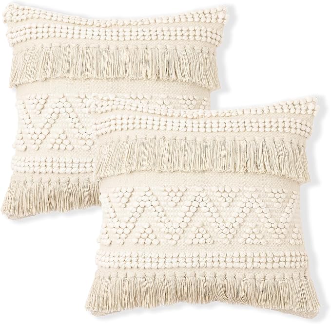 REDEARTH · Boho Textured Throw Pillow Cushion Covers by REDEARTH