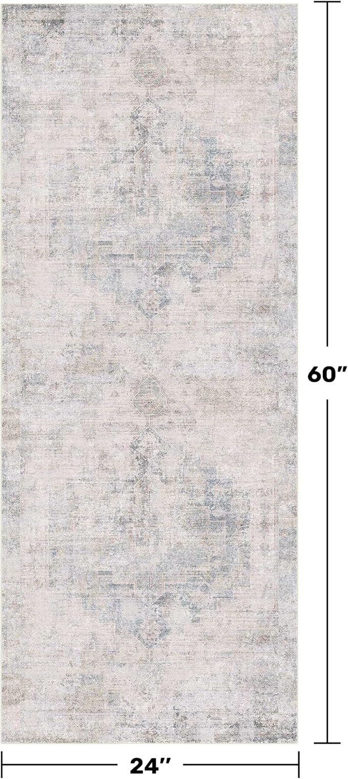 Light Blue 2x5 Kitchen Rug Runner Non Slip - Image 2
