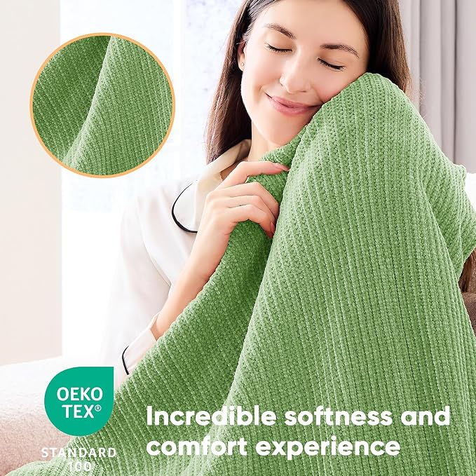 inhand Basil Throw Blanket for Couch Bed, Chunky Chenille Woven Soft Warm - Image 2