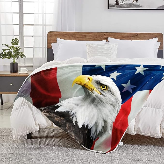 US Flag & Eagle Throw Blanket for Couch, Super Soft Fuzzy Throws Warm - Image 7