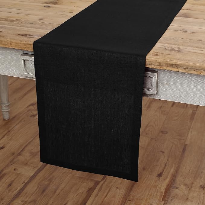 Solino Home Linen Black Table Runner 156 Inches Long - Image 2