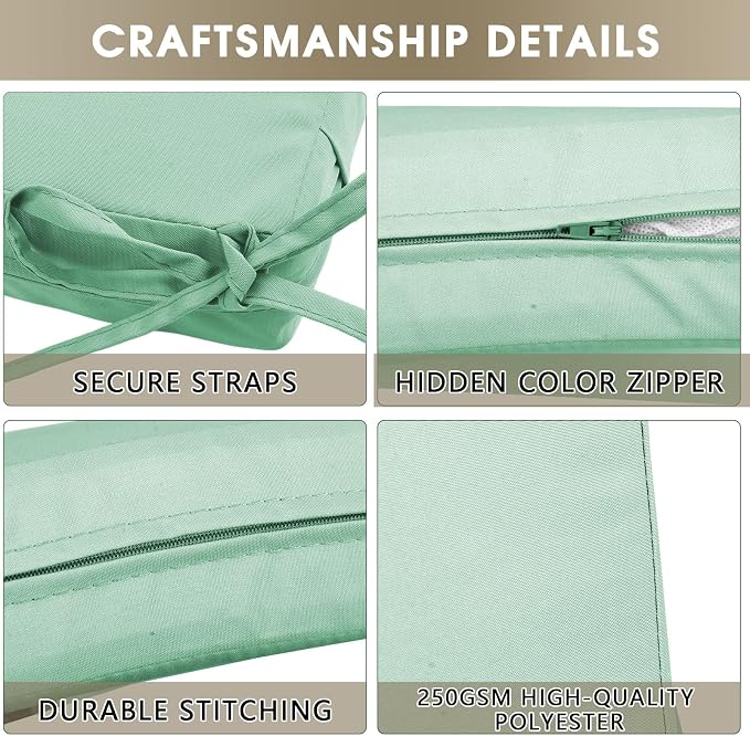 Outdoor Seat Cushion Set 24 x 24 In, Water-Resistant & Fade-Resistan, Patio - Image 6