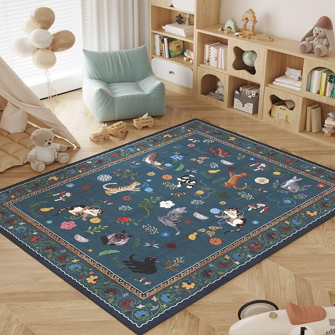 Rugcomf Bedroom Rug 3x5 Rug Washable Area Rug Non Slip Low Pile Boho Floral - Image 2