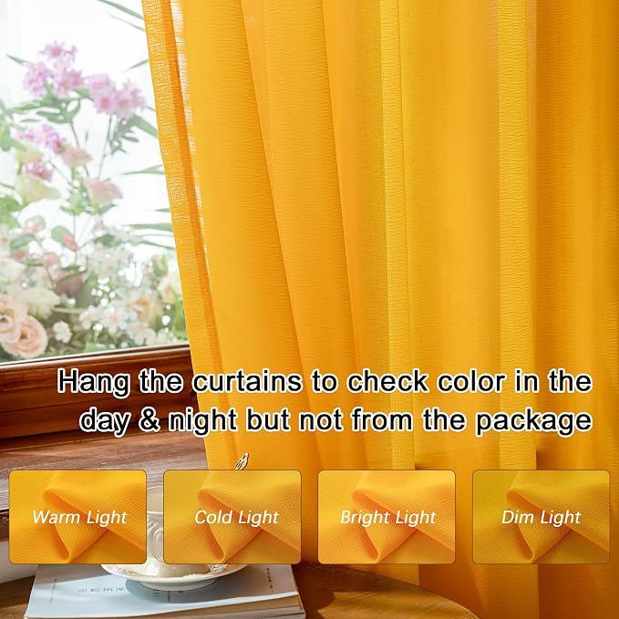 MAIHER Pinch Pleat Sheer Gold Curtains 84 Inches Long - Image 6
