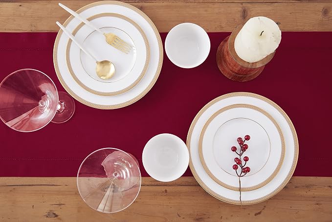 Solino Home Cotton Linen Red Table Runner 120 Inches Long - Image 3