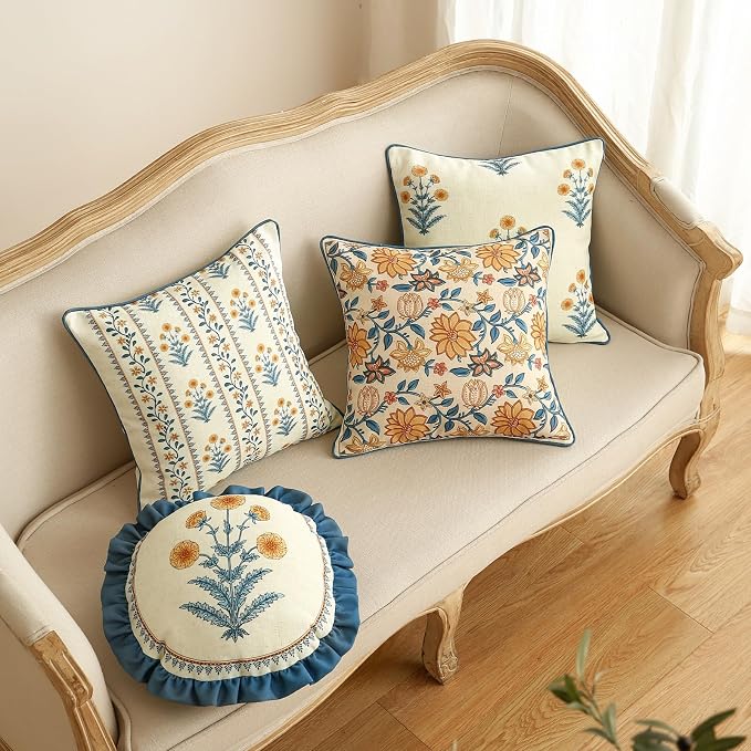 ISAENNE Design Square Simple Elegant Linen Throw Pillow Covers 18"x18" Pack of 2 - Image 6