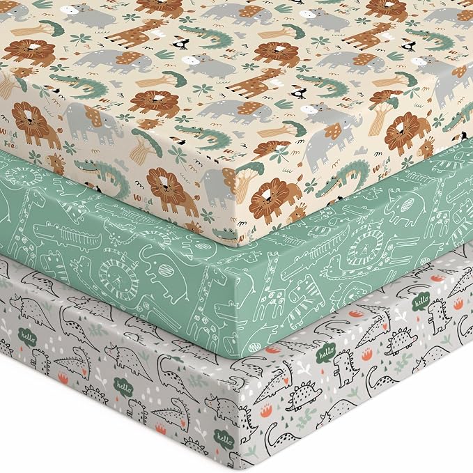 Baby Crib Sheets for Boys Girls, Breathable Soft Microfiber Baby Sheet Green & by Unnivoll