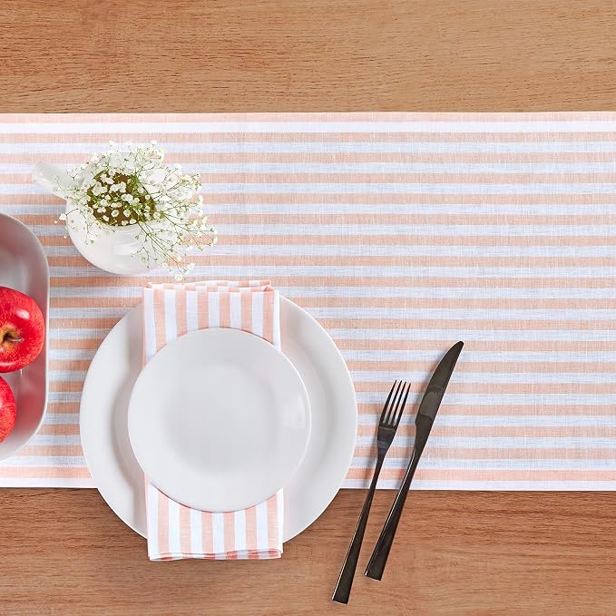 Solino Home Striped Linen Table Runner 108 Inches Long - Image 3