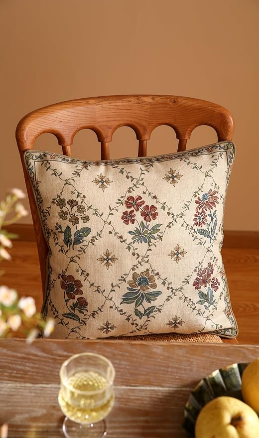 patdrea Designer Throw Pillow Covers, Square Euro Retro Style Light Brown Linen - Image 6
