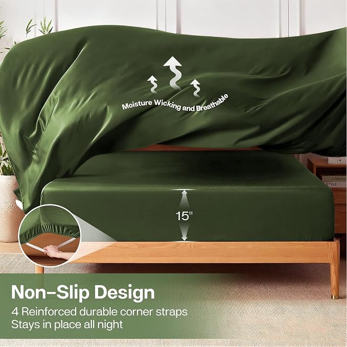 MR&HM California King Fitted Sheet, Ultra-Soft Rayon Derived from Bamboo & - Image 6