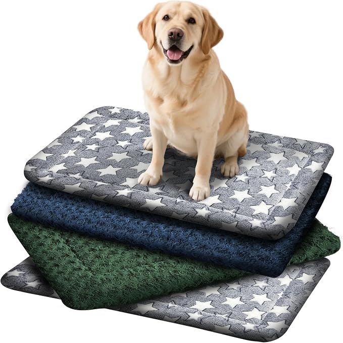 4 Pcs Washable Dog Bed Plush Orthopedic Outdoor Crate Mat by Unknown