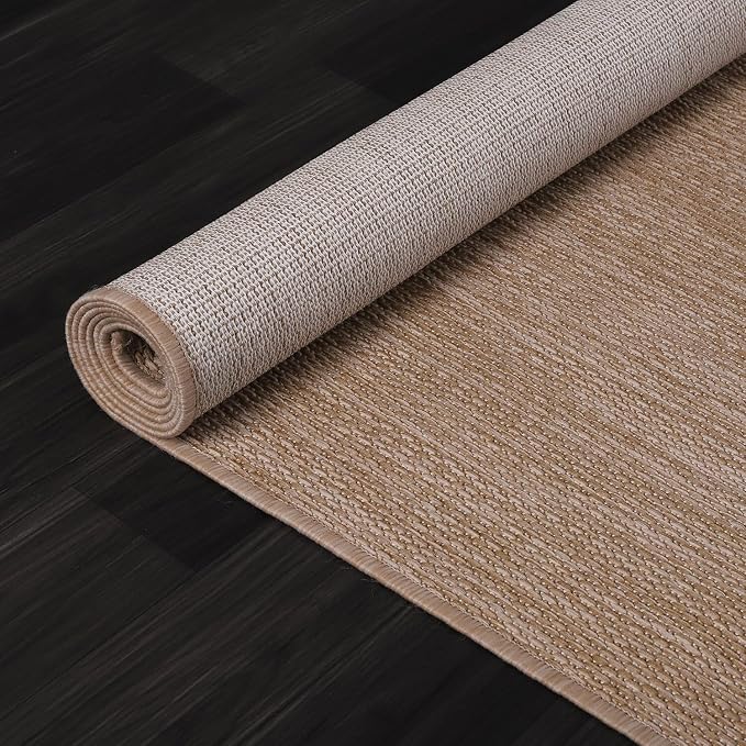 Washable Indoor Outdoor Rug 6x9 Weather Resistant Area Rugs Modern Solid Jute - Image 9