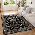 Rugcomf Area Rug 4x6 Rug Washable Boho Rugs Non Slip Low Pile Floral Animal by Rugcomf