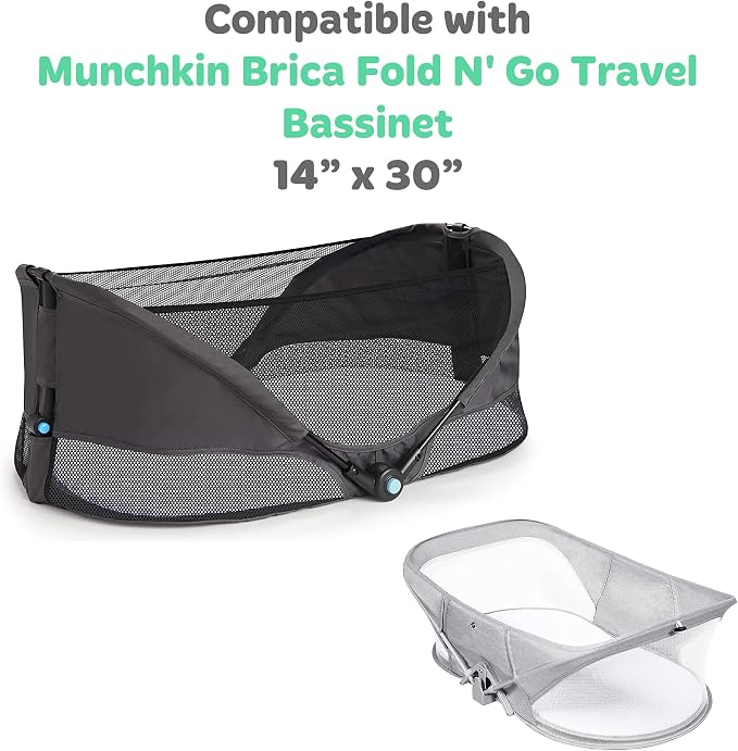 Bassinet Fitted Sheets for Munchkin Brica Fold n Go Travel Bassinet, Luckydove - Image 2