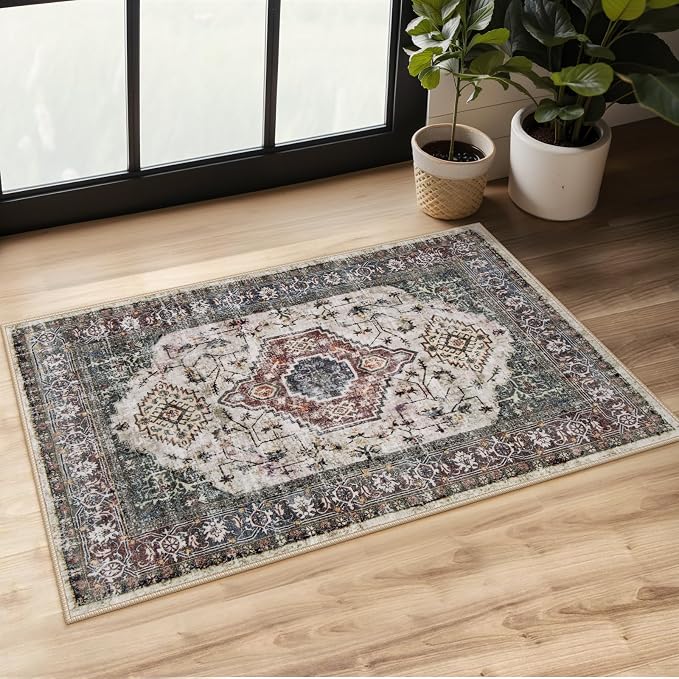 Lahome Oriental Small Rugs for Entryway, 2x3 Rug Non Slip Washable Door Mat by Lahome