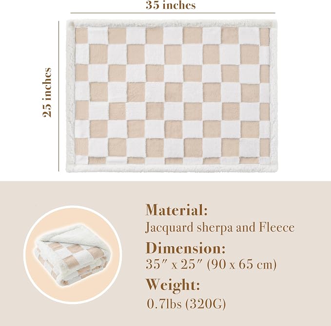 Checkered Dog Blanket, Cute Aesthetic Style Fluffy Fleece Pets Blanket - Image 5