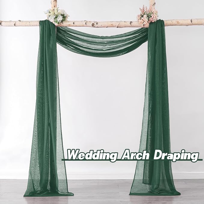DONREN Dark Hunter Green Semi-Sheer Window Valance - Image 2