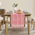 ZeeMart Farmhouse Braided Striped Table Runner, Rustic Red Table Runners 90 by ZEEMARTONLINE