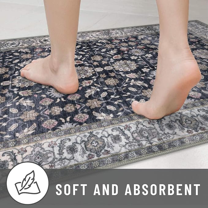 KUTA Vintage Floral Entryway Rug 2x3, Kitchen Rugs Non-Slip Washable Throw Rug - Image 7