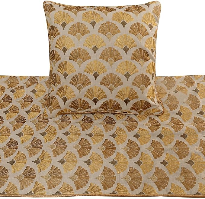 The HomeCentric King Queen Twin Beige & Yellow Gold Handmade Queen 74"x18" Bed - Image 2