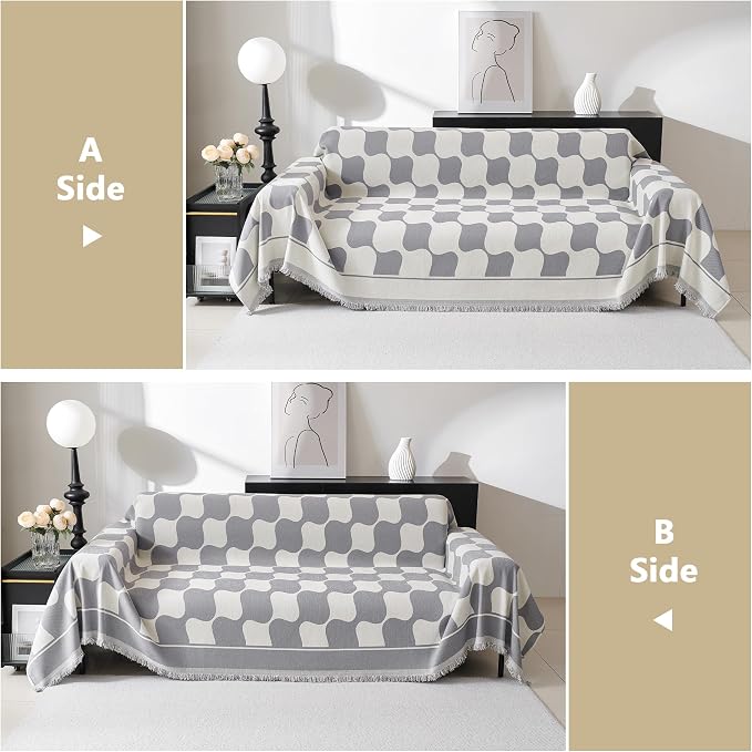 MEETSKY Couch Cover for Dogs Grey Couch Covers for 3 Cushion Couch Sofa Simple - Image 4