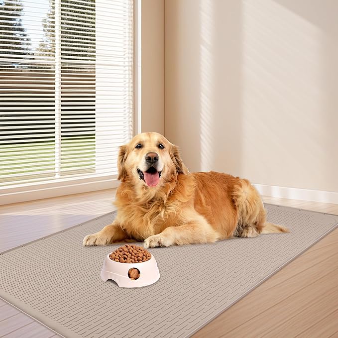 Dog Food Mat, Extra Large 40" x 28" Silicone Pet Feeding Mat - Image 6