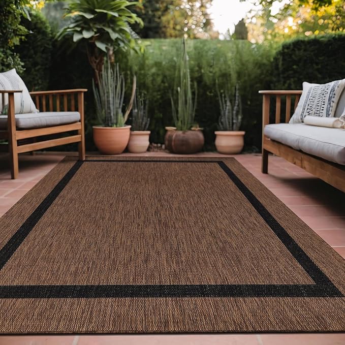 Bordered Outdoor Rug 9x12 Washable Outside Carpet by Unknown